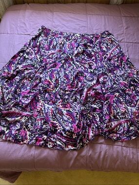 Woman Within Purple and Pink Paisley-Print Skirt